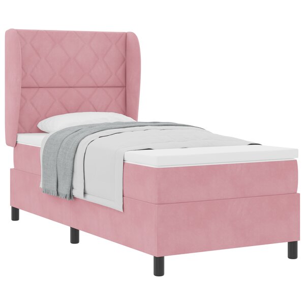 Lit Box Spring vidaXL avec Matelas Rose 90x200 cm Velours