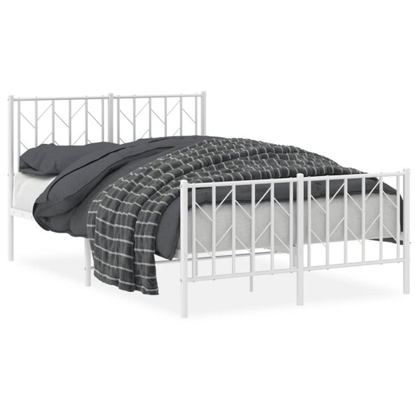 vidaXL Cadre de lit métal sans matelas et pied de lit blanc 120x200 cm