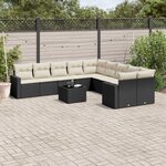 vidaXL Salon de jardin 11 Pièces avec coussins noir résine tressée
