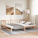 vidaXL Lit de jour et lit gigogne sans matelas 90x200 cm bois massif