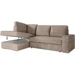 Canapé d'angle gauche convertible ARTEMIS 4 places - Velours côtelé greige - 246 x 174 x 96 cm