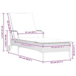 vidaXL Chaise longue avec roues et coussin beige résine tressée