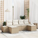 vidaXL Ensemble de canapé de jardin de 6 pièces avec coussins Beige Rotin synthétique