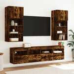 vidaXL Meuble TV mural avec lumières LED chêne fumé 40x30x40 cm