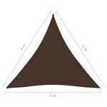 vidaXL Voile de parasol Tissu Oxford triangulaire 3x3x3 m Marron