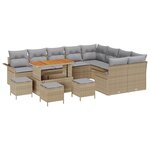 Ensemble de Canapé de Jardin de 13 Pièces vidaXL avec Coussins Beige Poly Rattan Acacia