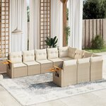 vidaXL Salon de jardin avec coussins 10 Pièces beige résine tressée