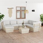 vidaXL Salon de jardin palette 8 Pièces avec coussins bois d'épicéa