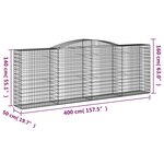 vidaXL Paniers à gabions arqués 15 Pièces 400x50x140/160 cm Fer galvanisé