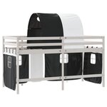vidaXL Lit mezzanine enfants et tunnel blanc/noir 90x200 cm pin massif