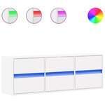 vidaXL Meuble TV mural avec lumières LED blanc 130x31x45 cm
