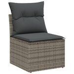 Set de Canapé de Jardin 6 Pièces avec Coussins Gris Rattan Poly