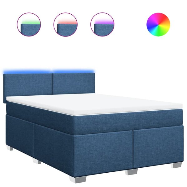 vidaXL Sommier à lattes de lit avec matelas Bleu 140x200 cm Tissu