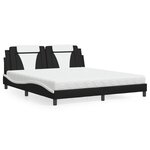 vidaXL Lit avec matelas noir et blanc 180x200 cm similicuir