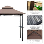 Pavillon abri tonnelle de jardin pour barbecue double toit 2 tablettes incluses tissu polyester acier 2 45 x 1 48 x 2 55 m chocolat