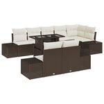 vidaXL Ensemble de canapé de jardin 9 pièces avec coussins Marron en poly rotin