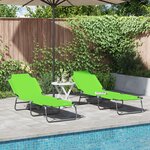 vidaXL Chaise longue pliante 2 Pièces portable verte en tissu Oxford 600D