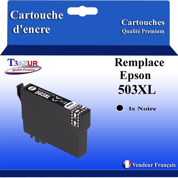 T3AZUR - Cartouche compatible avec Epson Expression Home XP-5200  XP-5205  WF-2960DWF  WF-2965DWF  503XL  503 XL (série Piment ) - Noire