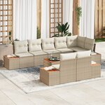 vidaXL Ensemble de Canapé de Jardin 9 pièces avec coussins beige en rattan poly Acacia