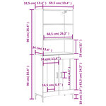 vidaXL Buffet haut Gris béton 69 5x34x180 cm Bois d'ingénierie