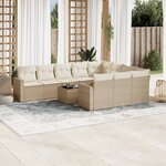 vidaXL Salon de jardin 11 Pièces avec coussins beige résine tressée
