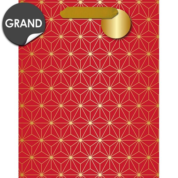 Sac cadeau grand format rouge aux motifs japonais - draeger paris