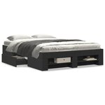 vidaXL Cadre de lit sans matelas noir 135x190 cm bois d'ingénierie