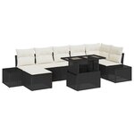 vidaXL Ensemble de canapé de jardin 8 pièces avec coussins en poly rotin noir