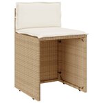 vidaXL Ensemble de bistro 3 Pièces avec coussins beige résine tressée