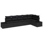 vidaXL Ensemble de Canapé de Jardin de 6 Pièces avec Coussins Noir Rattan Polyéthylène