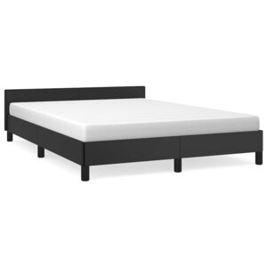 vidaXL Cadre de lit avec tête de lit sans matelas noir 140x200 cm