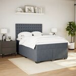 vidaXL Sommier à lattes de lit et matelas Gris foncé 140x200cm Velours