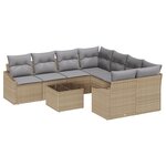 vidaXL Ensemble de salle à manger de jardin 9 pièces avec coussins en rattan poly beige