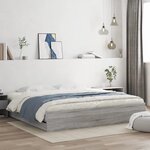 vidaXL Cadre de lit avec tiroirs sans matelas sonoma gris 200x200 cm
