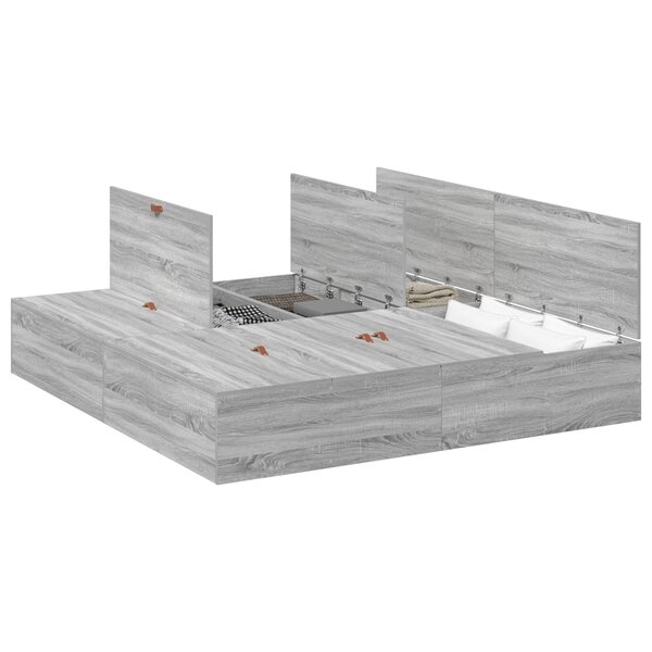 Cadre de lit de rangement vidaXL Gris Sonoma 200x200 cm