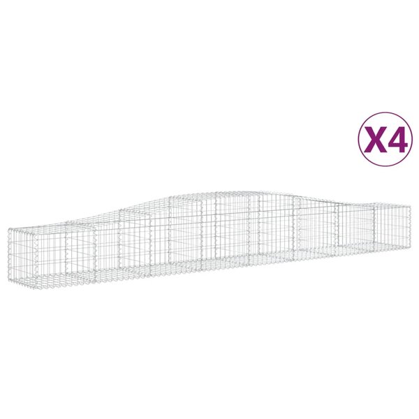 vidaXL Paniers à gabions arqués 4 Pièces 400x50x40/60 cm Fer galvanisé