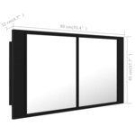 vidaXL Armoire à miroir de salle de bain LED Noir 90x12x45 Acrylique
