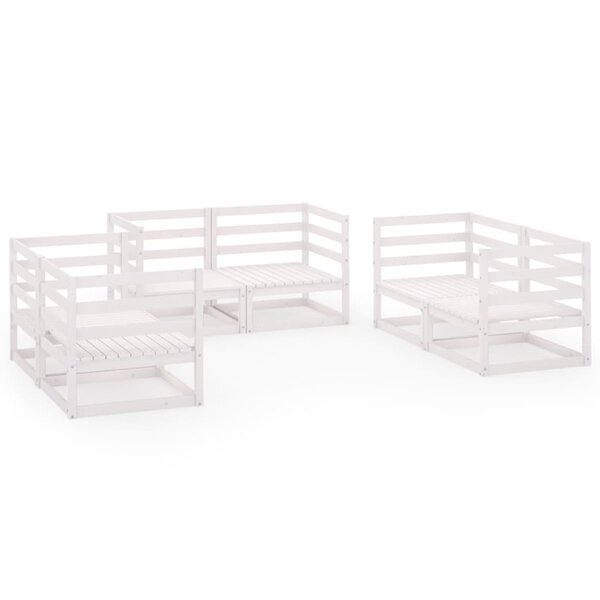 vidaXL Salon de jardin 6 Pièces Blanc Bois de pin massif