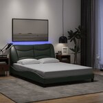 vidaXL Cadre de lit avec LED sans matelas gris foncé 140x190 cm tissu