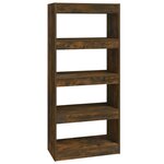 vidaXL Bibliothèque/Cloison Chêne fumé 60x30x135 cm Bois d'ingénierie