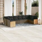 vidaXL Salon de jardin avec coussins 10 Pièces gris résine tressée