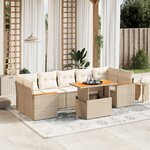 vidaXL Salon de jardin avec coussins 8 Pièces beige résine tressée