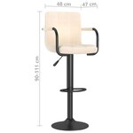 vidaXL Tabouret de bar Crème Tissu