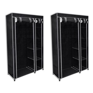 vidaXL Garde-robe en tissu 2 Pièces Noir