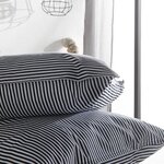 Parure de lit 220 x 240 cm - coton imprimé rayé Navy