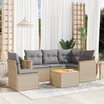 vidaXL Salon de jardin avec coussins 6 Pièces beige résine tressée