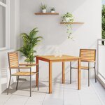 Ensemble de salle à manger jardin vidaXL 3 pièces gris polyrotin acacia