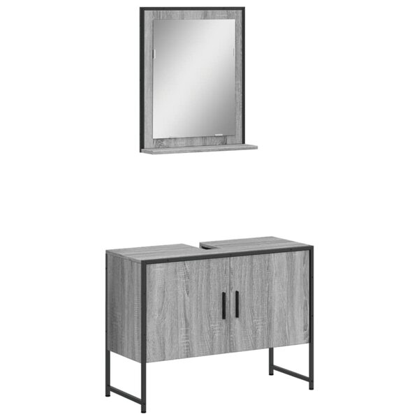 vidaXL Ensemble d'armoires de salle de bain 2 Pièces sonoma gris