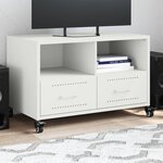vidaXL Meuble TV blanc 68x39x43 5 cm acier laminé à froid