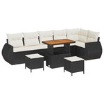 Ensemble canapé jardin 9 pièces avec coussins noir poly rotin acacia